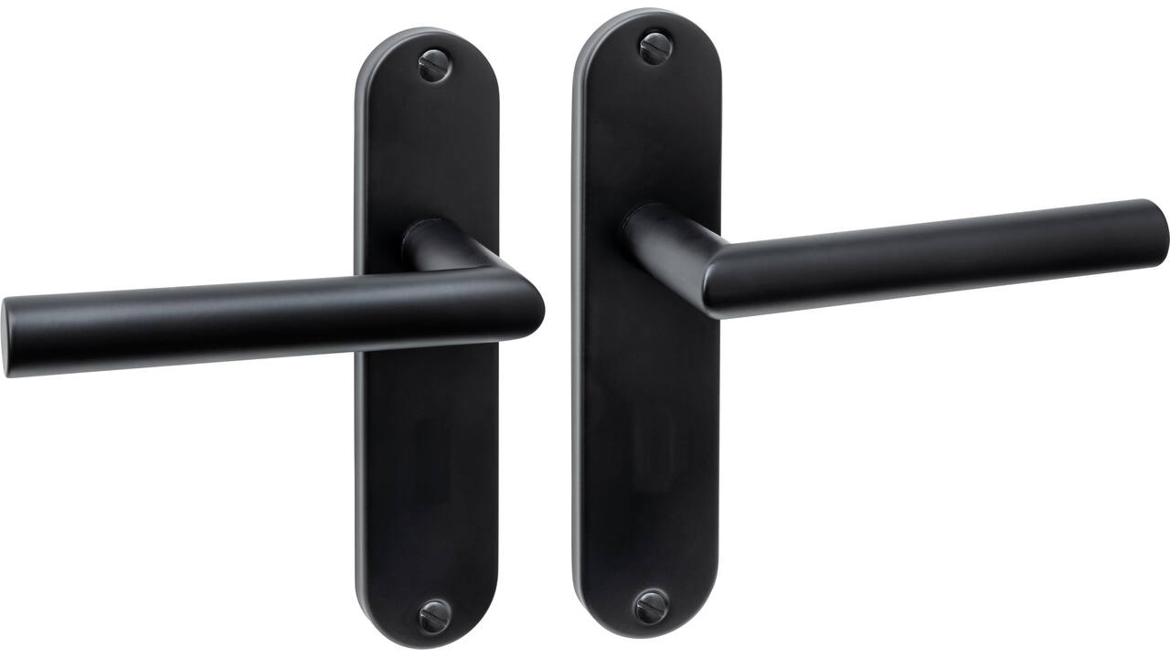 Deurkruk Jura basic op schild ovaal 185x41mm blind zwart