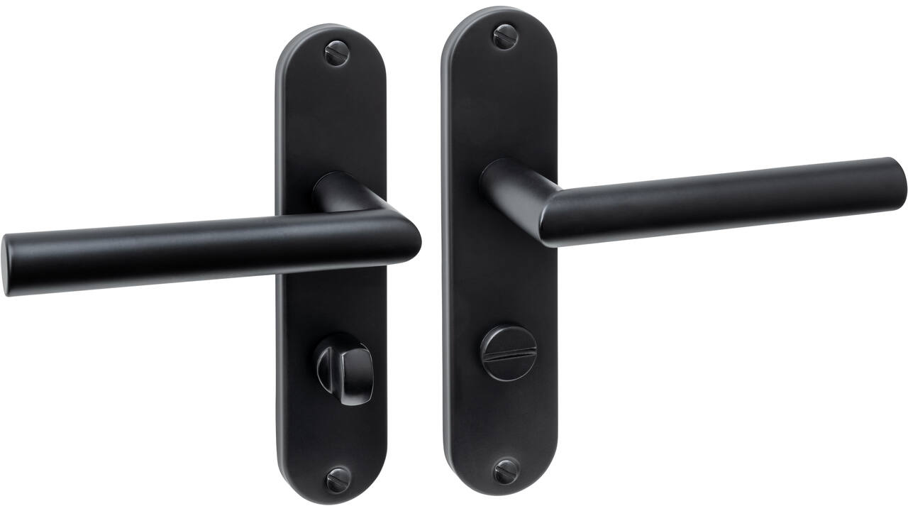 Deurkruk Jura basic op schild ovaal 185x41mm wc 63/8mm zwart