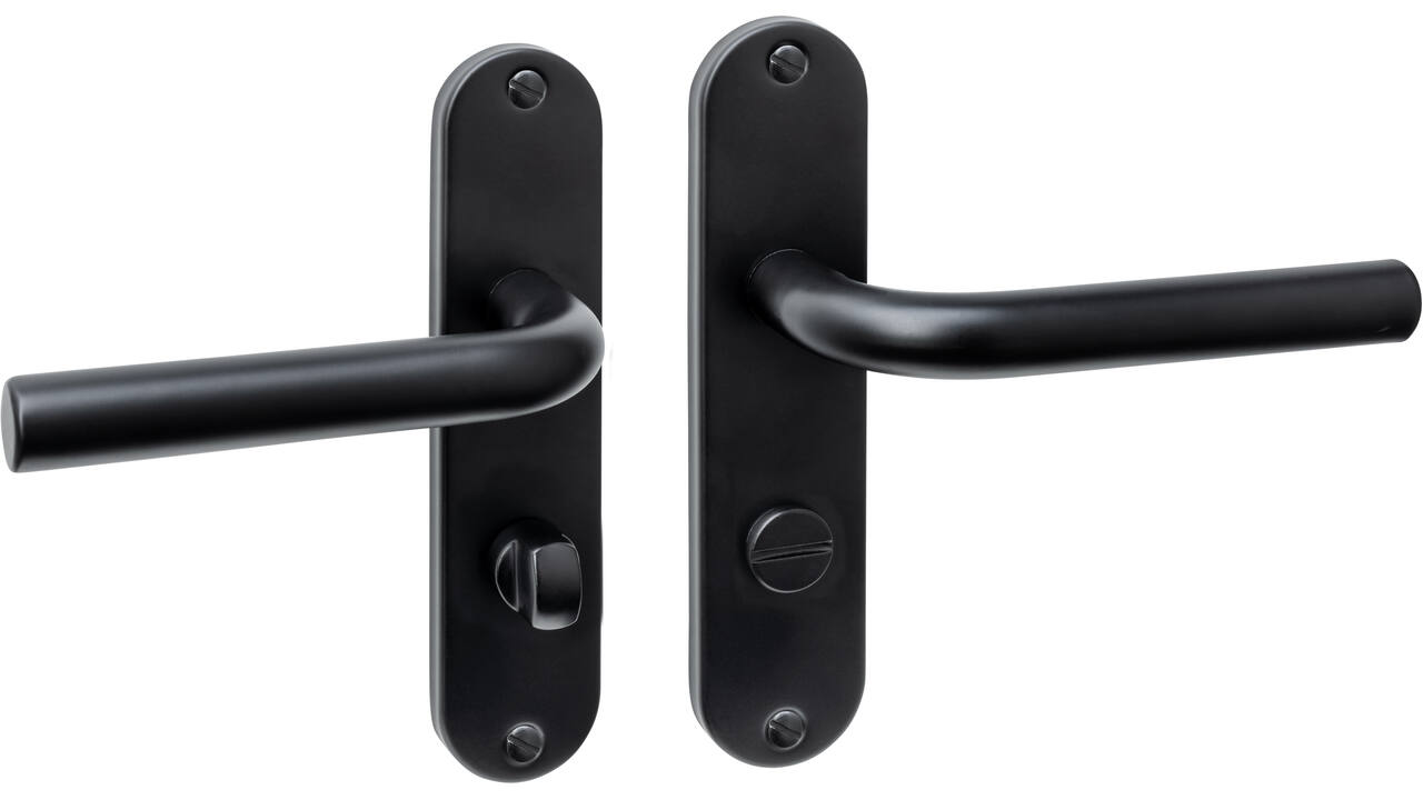 Deurkruk Luzern basic op schild ovaal 185x41mm wc 63/8 zwart