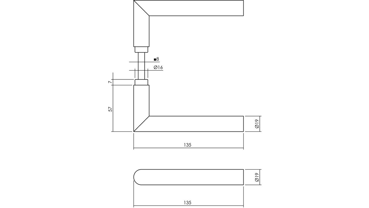 Deurkruk Jura met korte insert structuur zwart