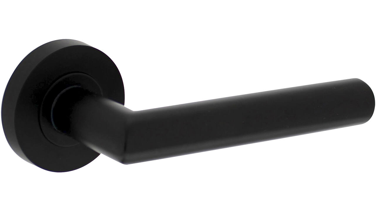 Deurkruk Bastian op rozet verdekt ø52x10mm met nokken zwart