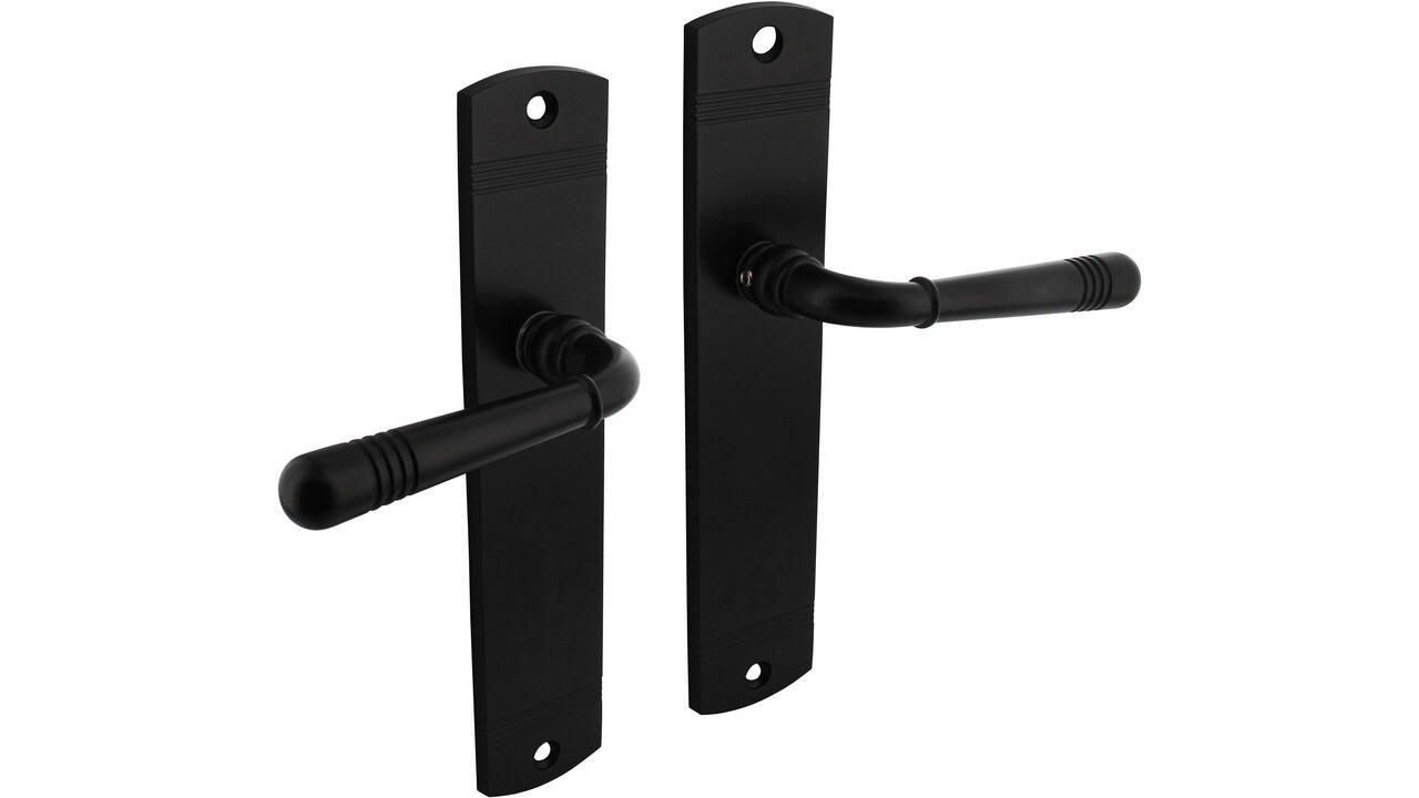 Deurkruk Helena op schild afgerond 235x45mm blind zwart