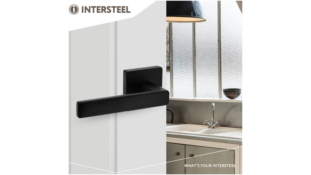 Deurkruk Hera op rozet verdekt 55x55x10mm met nokken zwart