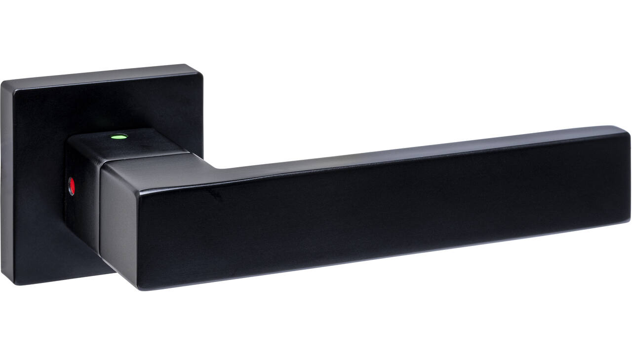 Deurkruk Prolock Cunera met blokkeer mechanisme op rozet verdekt 52x52x10mm met nokken zwart