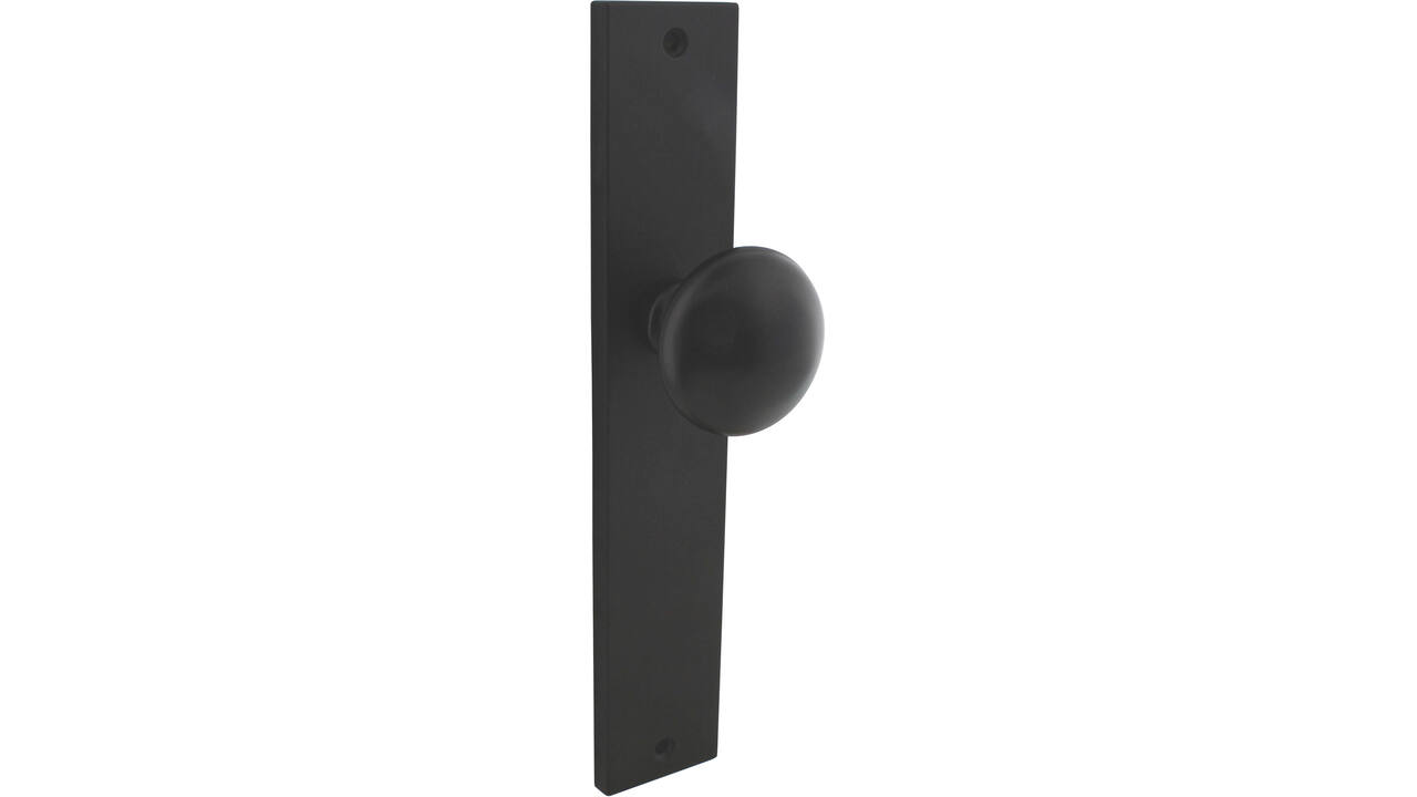 Knopschild rechthoekig 245x45x8mm met vaste knop paddenstoel en wisselstift blind zwart
