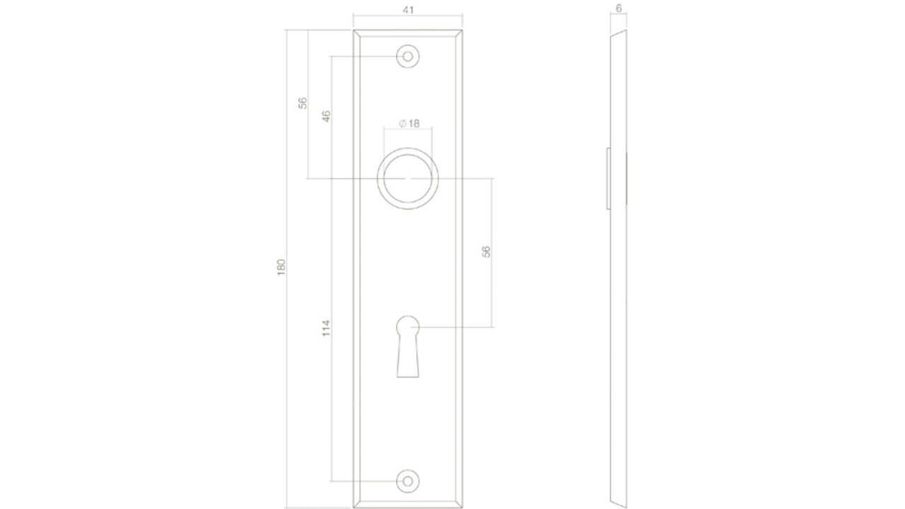 Schilden rechthoekig 181x41x7mm sleutelgat 56mm zwart