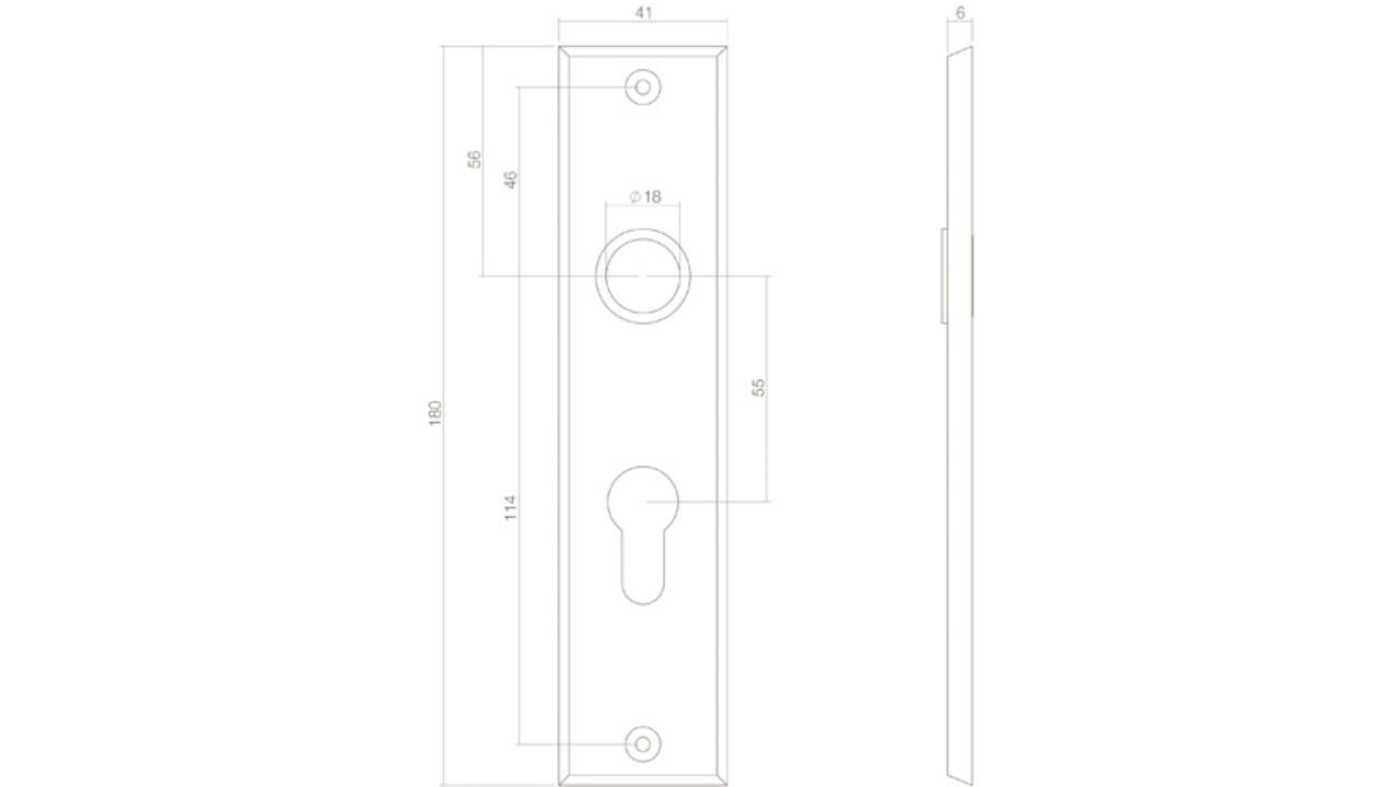 Schilden rechthoekig 181x41x7mm profielcilindergat 55mm zwart