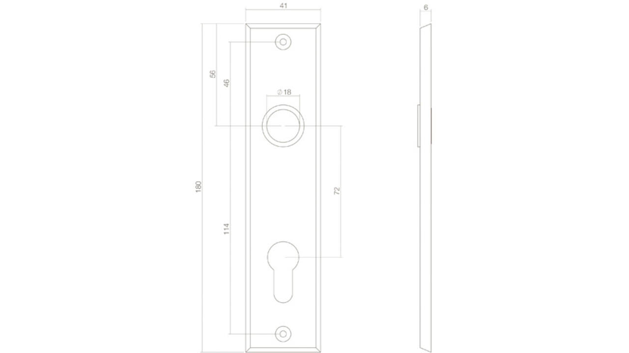 Schilden rechthoekig 181x41x7mm profielcilindergat 72mm zwart