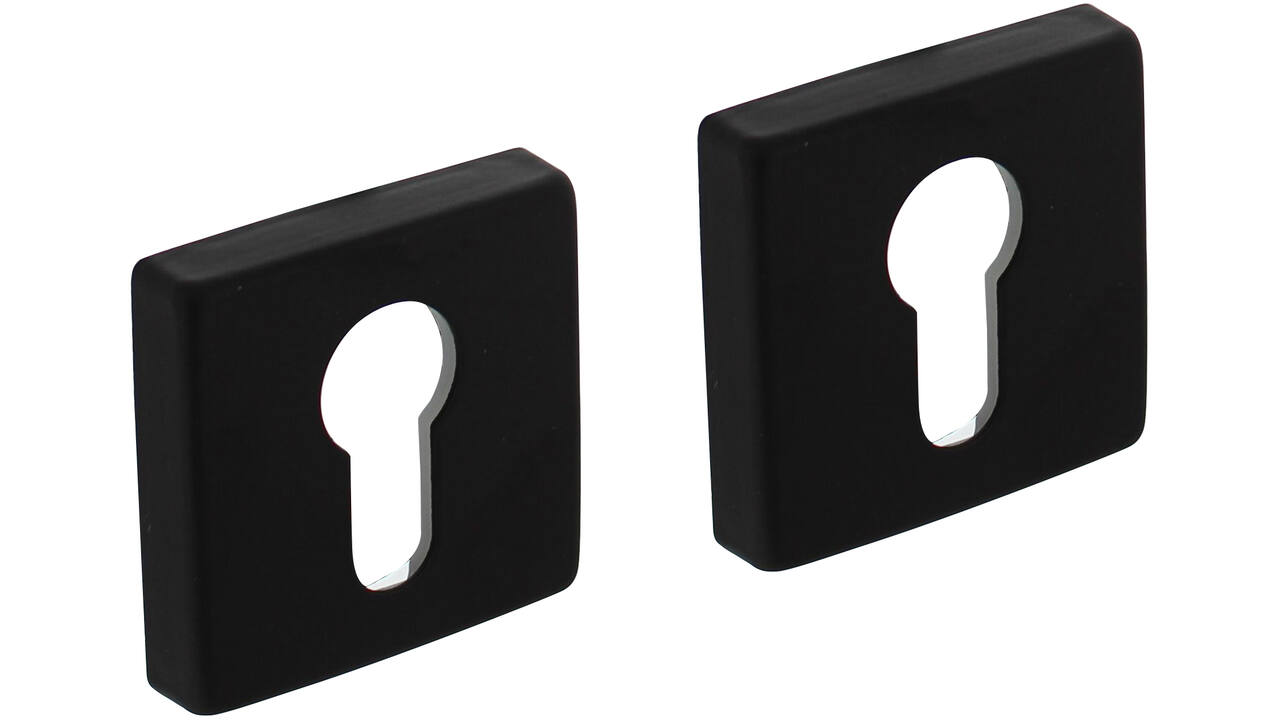 Cilinderrozetten verdekt 50x50x10mm met nokken zwart