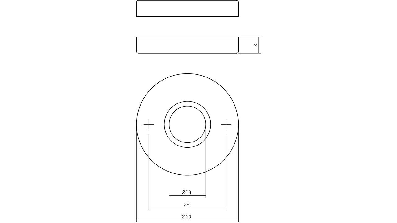 Rozetten verdekt ø50x8mm zwart