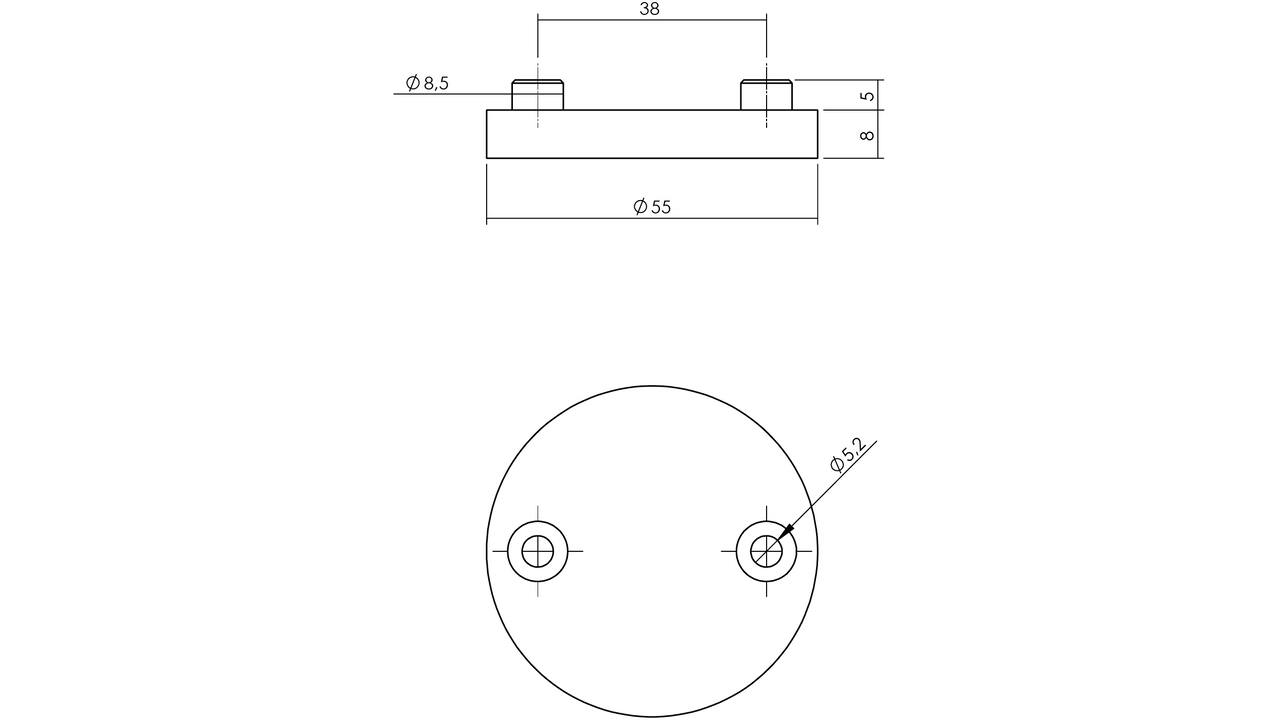 Afdekrozet ø55x8mm PVD zwart
