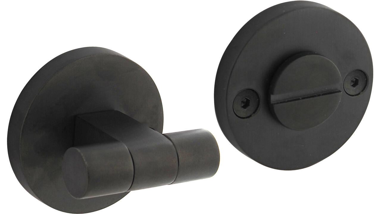WC-sluiting éénzijdig verdekt ø55x8mm met stift 8x8mm, knop op verdekte rozet PVD zwart