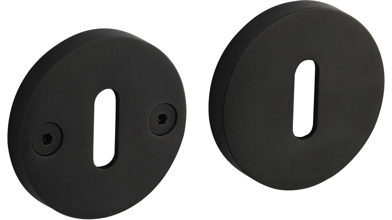 Sleutelrozetten éénzijdig verdekt ø55x8mm met nokken ø8mm PVD zwart