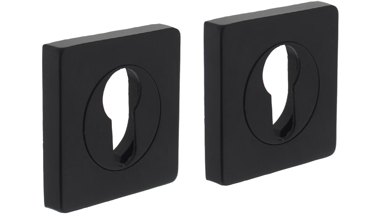 Cilinderrozetten verdekt 55x55x10mm met nokken zwart