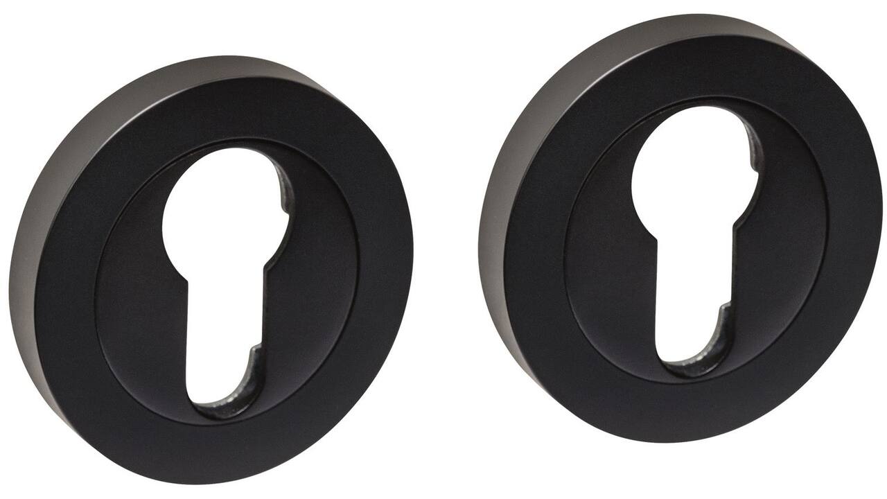 Cilinderrozetten verdekt ø53x10mm met nokken zwart