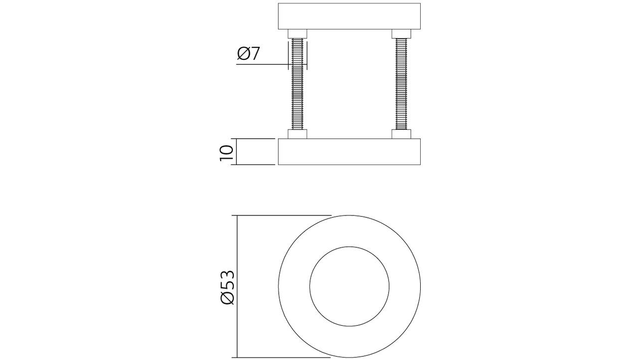 Afdekrozetten verdekt ø53x10mm met nokken zwart