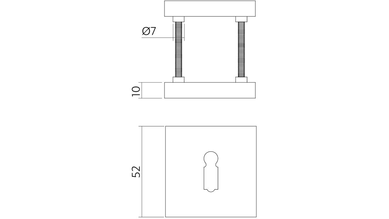 Sleutelrozetten verdekt 52x52x10mm met nokken zwart