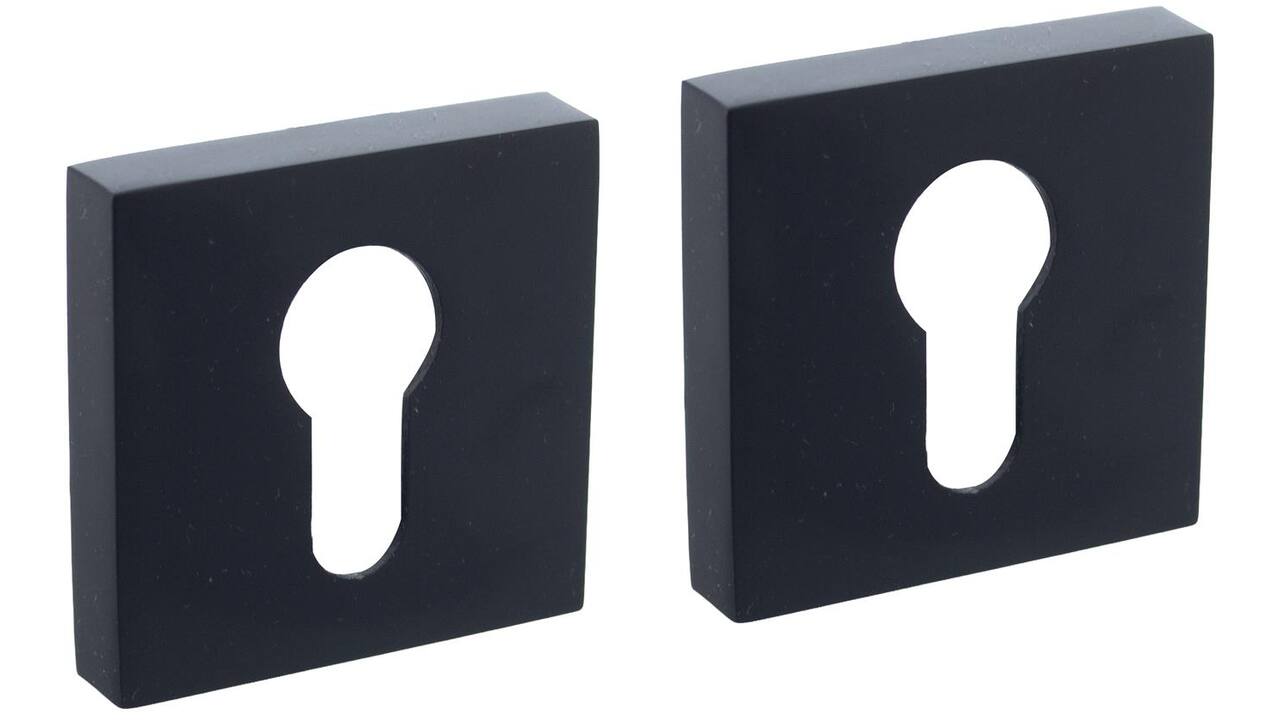 Cilinderrozetten verdekt 52x52x10mm met nokken zwart