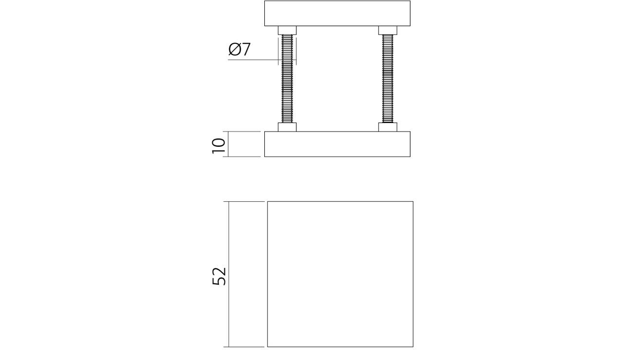 Afdekrozetten verdekt 52x52x10mm met nokken zwart