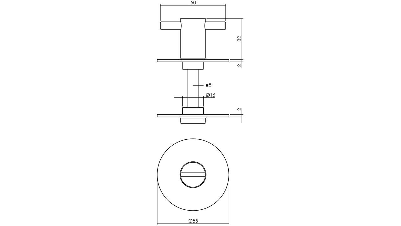 WC-sluiting zelfklevend ø55x2mm met stift 8x8mm structuur zwart
