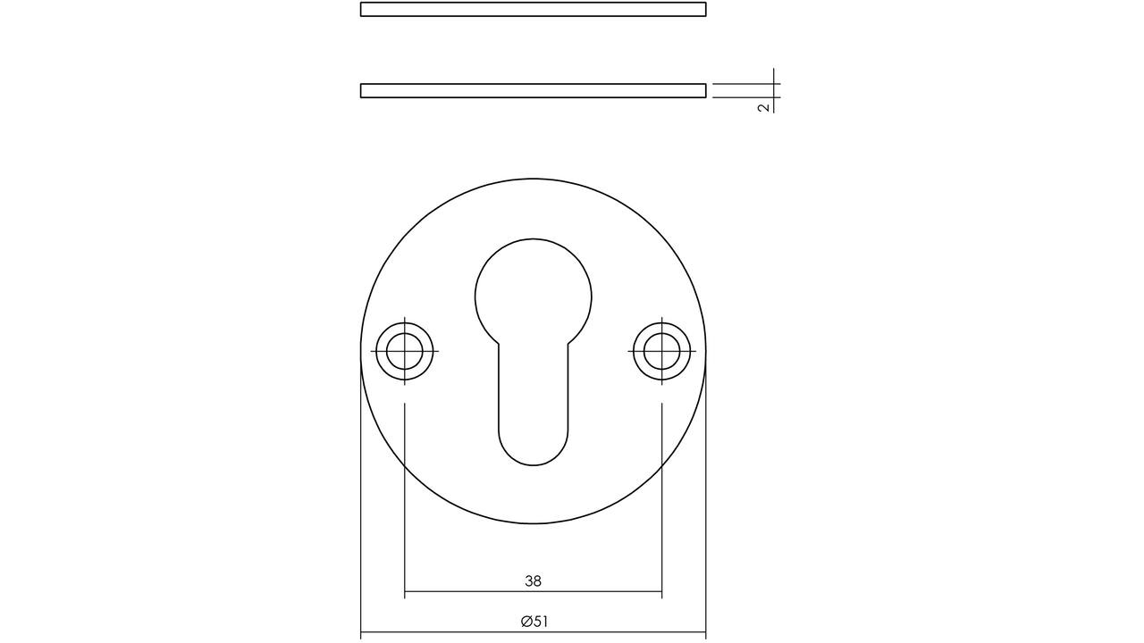 Cilinderrozetten ø51x2mm structuur zwart