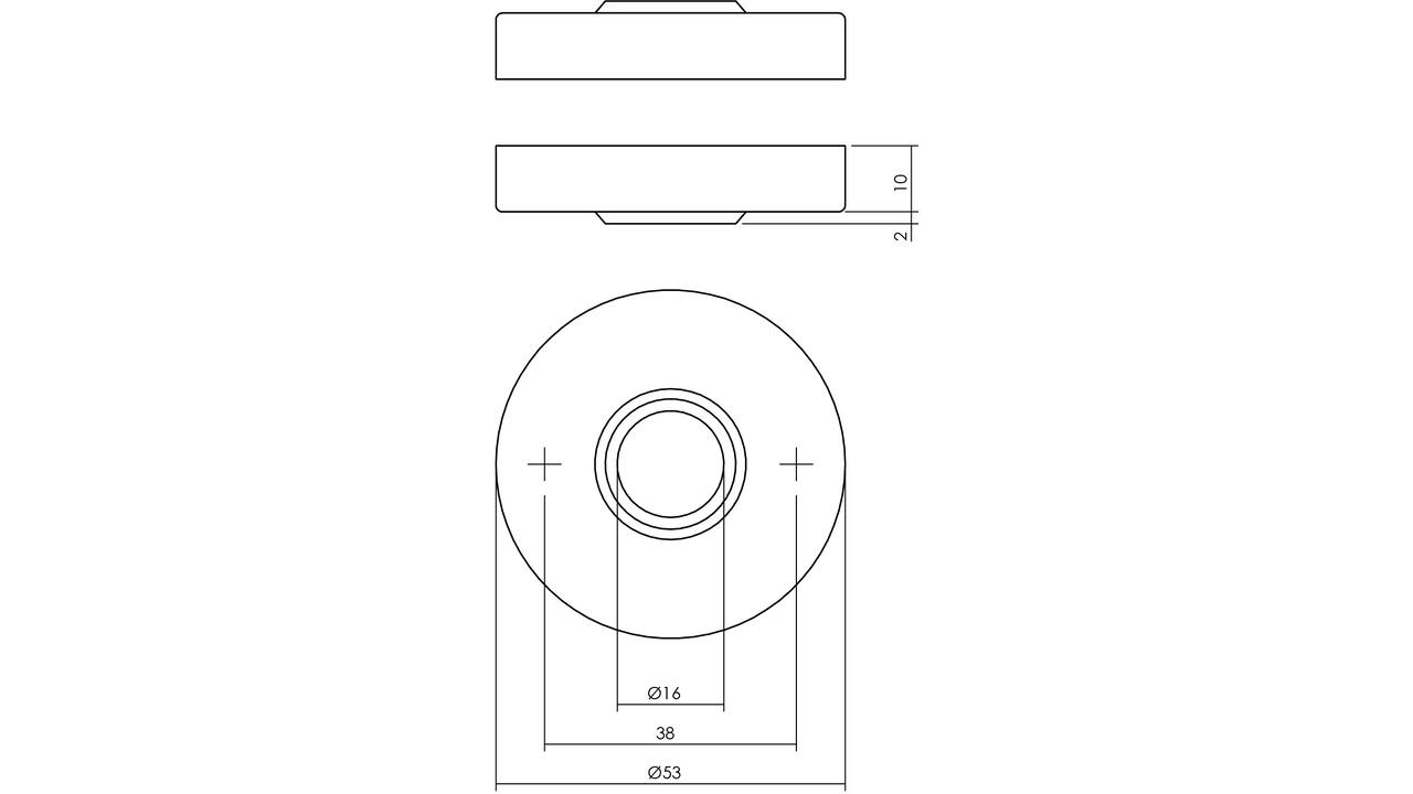 Rozetten verdekt ø53x10mm structuur zwart