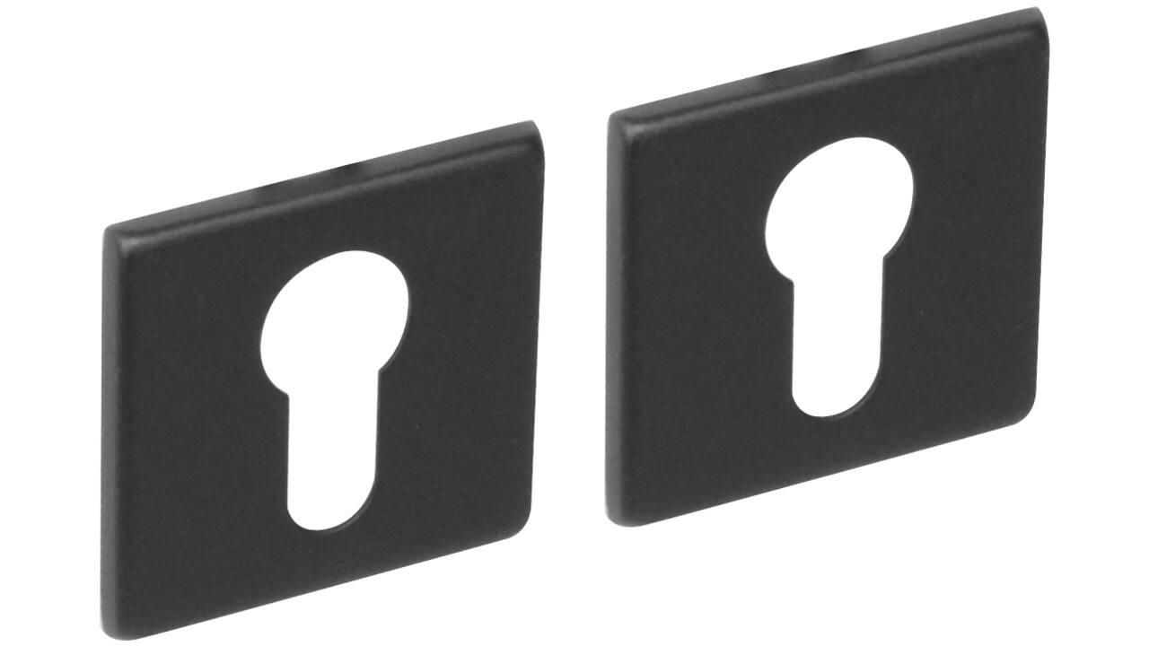Cilinderrozetten verdekt 50x50x5mm structuur zwart