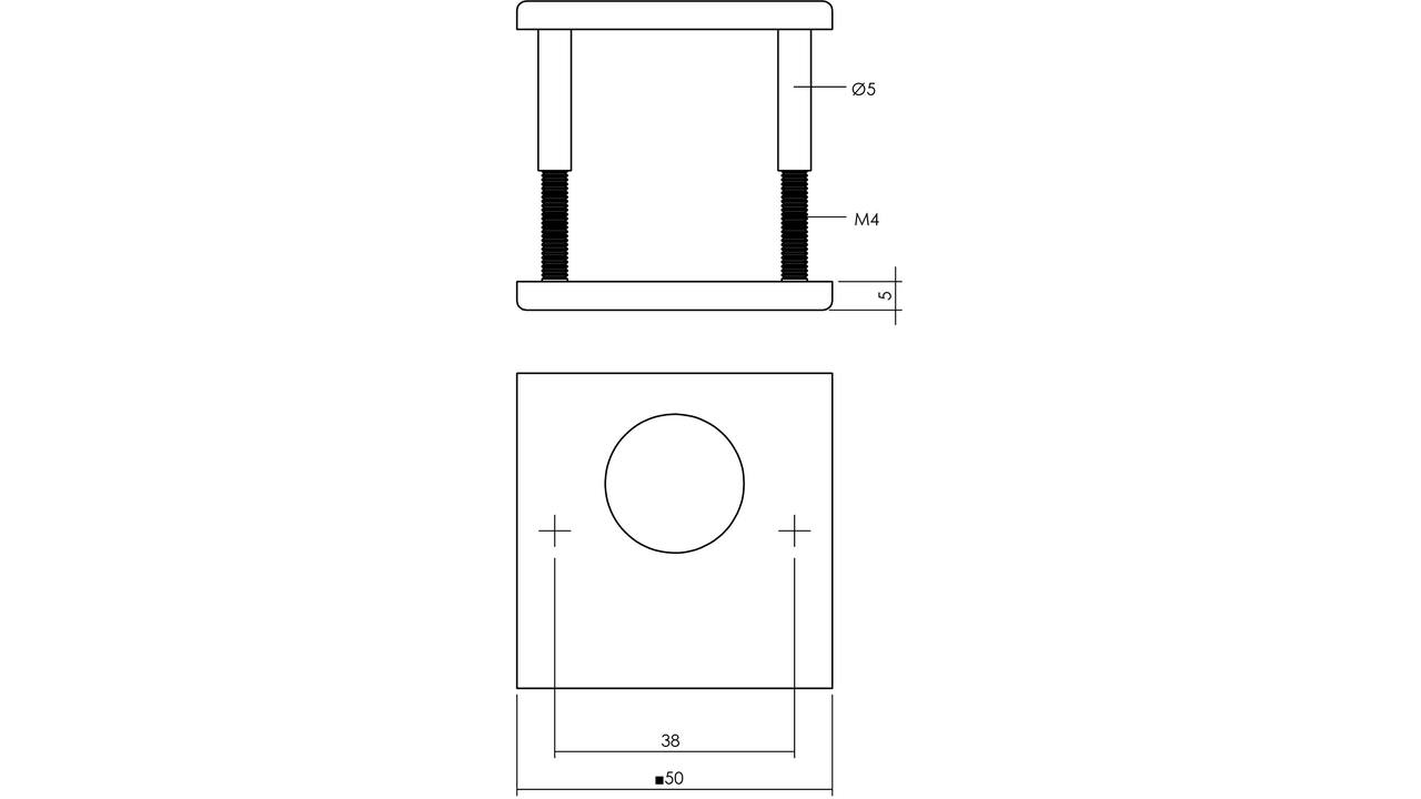 Rondcilinderrozetten verdekt 50x50x5mm structuur zwart