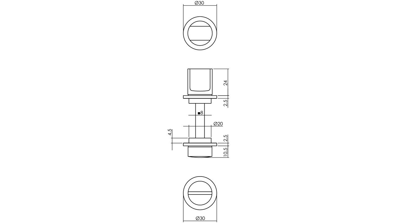 WC-sluiting zelfklevend ø30x3mm met stift 8x8mm structuur zwart