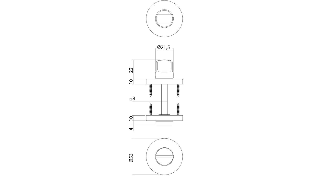 WC-sluiting basic verdekt ø53x10mm met stift 8x8mm zwart