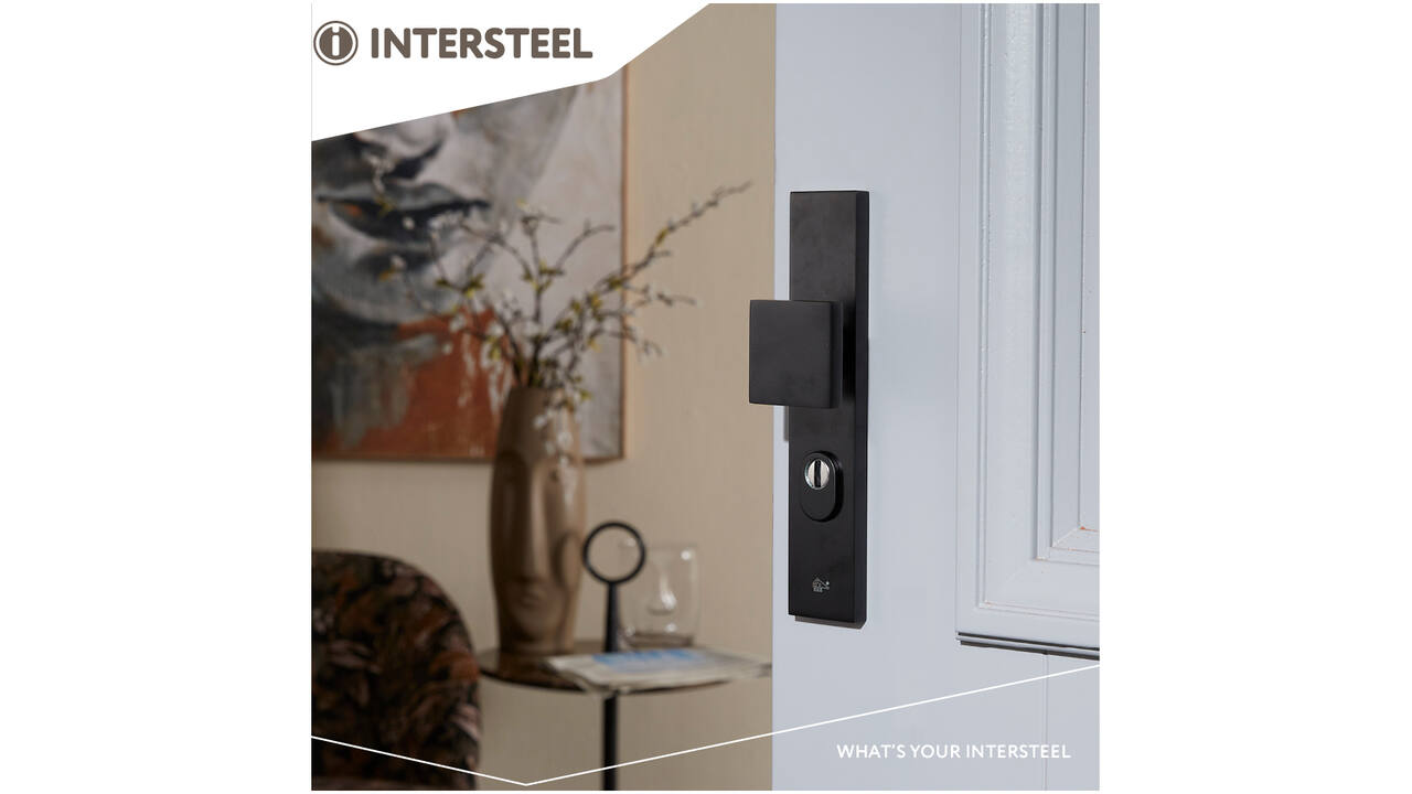SKG3 veiligheidsbeslag rechthoekig 250x50mm greep/kruk Jura met veerconstructie profielcilindergat 55mm met kerntrekbeveiliging zwart