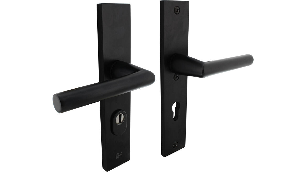 SKG3 veiligheidsbeslag rechthoekig 250x50mm kruk/kruk Jura met veerconstructie profielcilindergat 72mm met kerntrekbeveiliging zwart