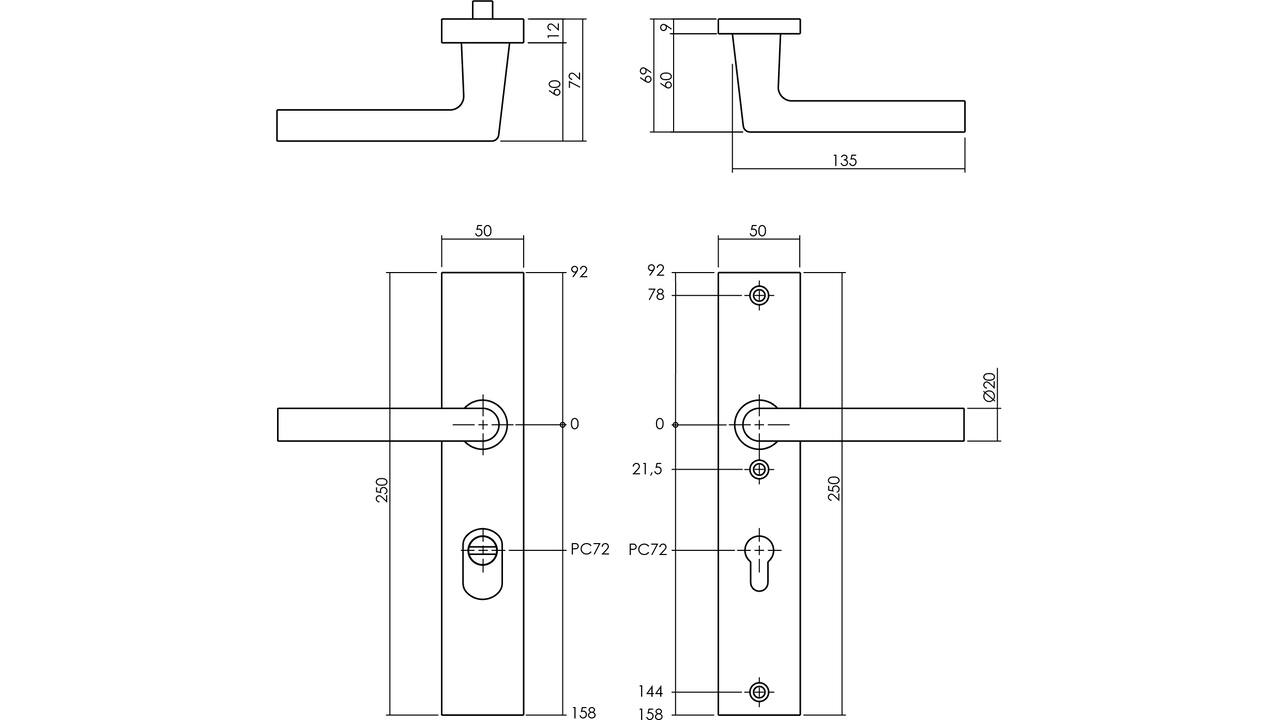 SKG3 veiligheidsbeslag rechthoekig 250x50mm kruk/kruk Jura met veerconstructie profielcilindergat 72mm met kerntrekbeveiliging zwart