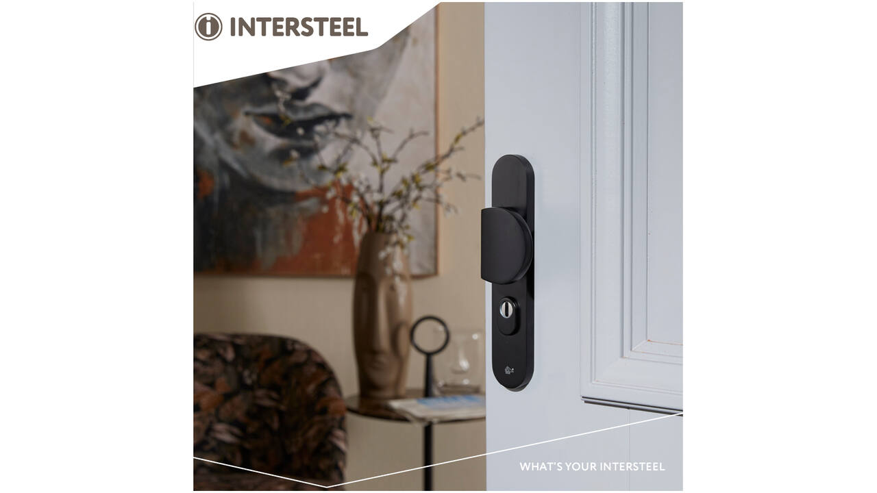 SKG3 veiligheidsbeslag ovaal 250x50mm greep/kruk Rond met veerconstructie profielcilindergat 72mm met kerntrekbeveiliging zwart