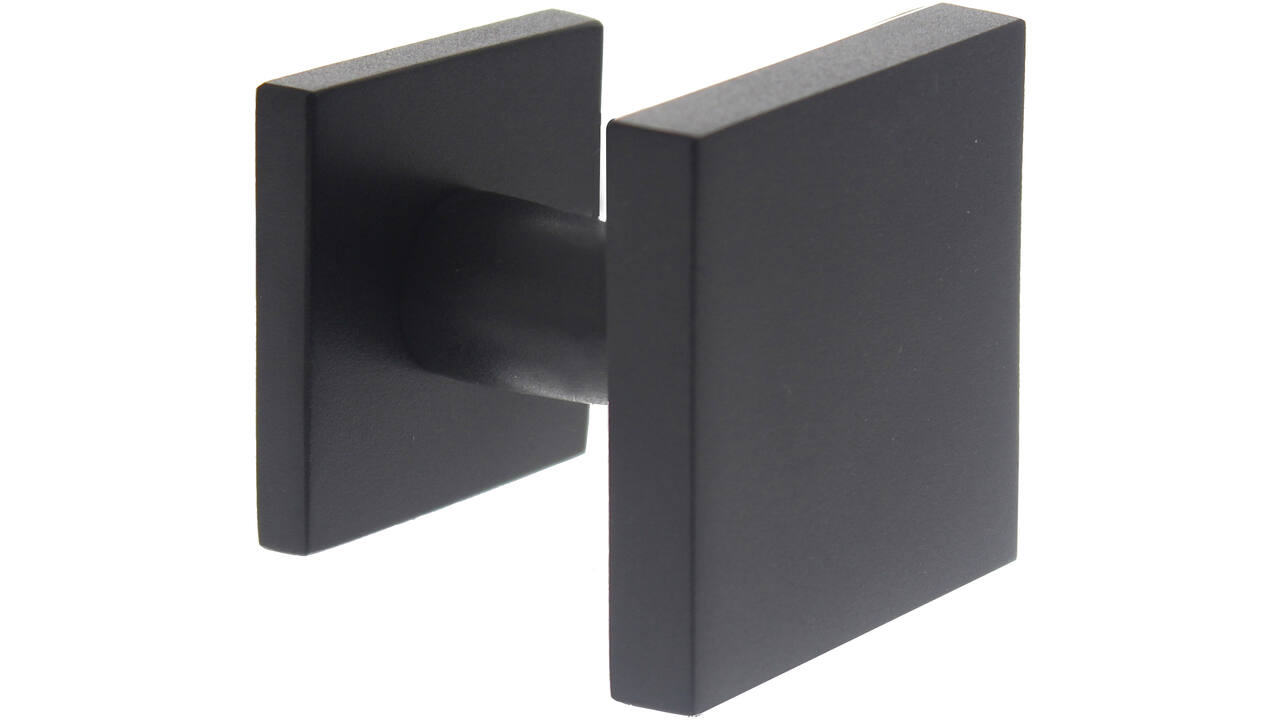Voordeurknop vierkant 64x64mm op achterplaat 54x54mm verkropt éénzijdige montage structuur zwart