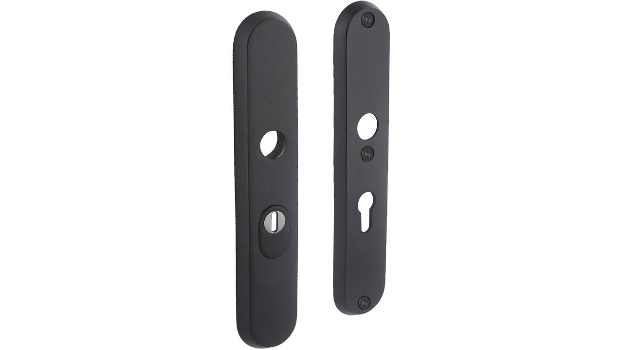 SKG3 veiligheidsschilden ovaal 250x50mm profielcilindergat 55mm met kerntrekbeveiliging structuur zwart