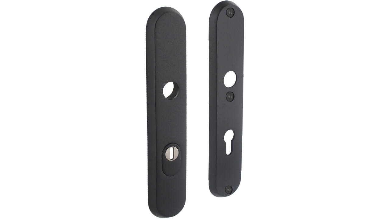SKG3 veiligheidsschilden ovaal 250x50mm profielcilindergat 72mm met kerntrekbeveiliging structuur zwart