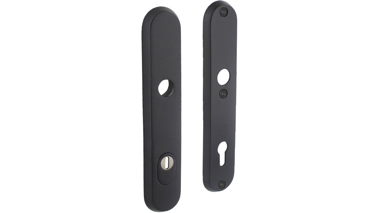 SKG3 veiligheidsschilden ovaal 250x50mm profielcilindergat 92mm met kerntrekbeveiliging structuur zwart