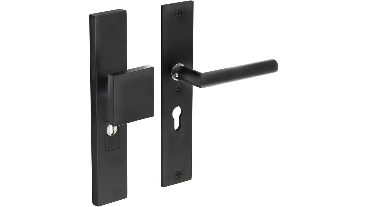 SKG3 veiligheidsbeslag rechthoekig 250x50mm greep/kruk Jura profielcilindergat 55mm met kerntrekbeveiliging structuur zwart