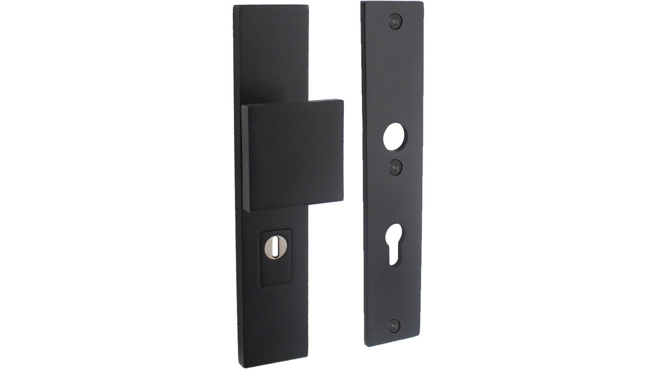 SKG3 veiligheidsschilden rechthoekig 250x50mm met greep profielcilindergat 72mm met kerntrekbeveiliging structuur zwart