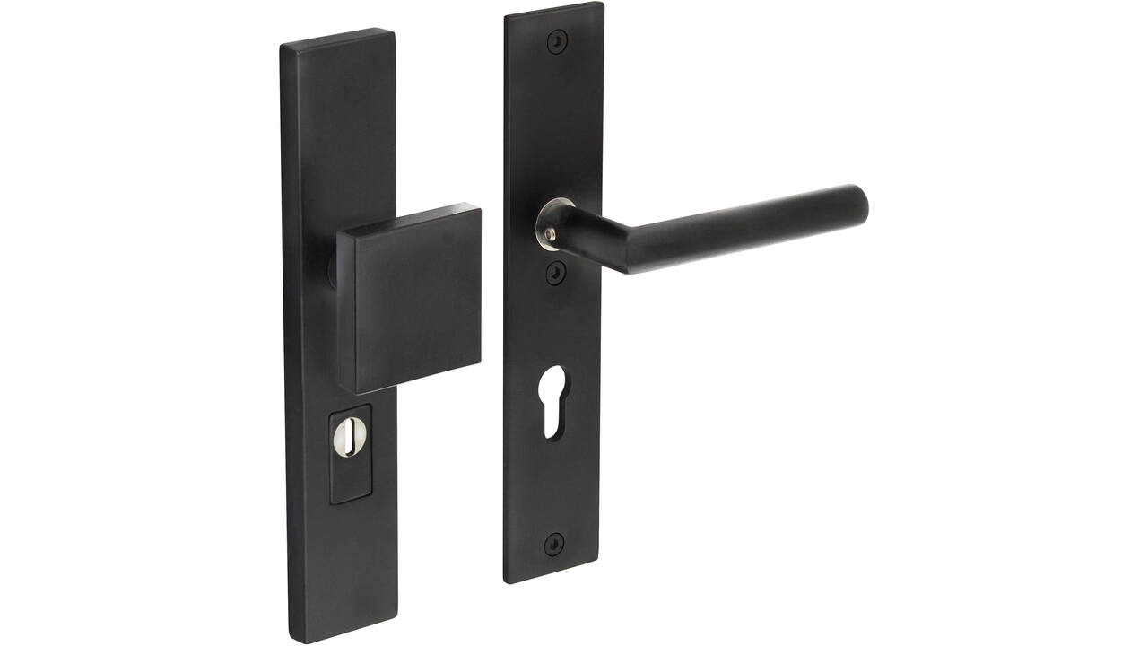 SKG3 veiligheidsbeslag rechthoekig 250x50mm greep/kruk Jura profielcilindergat 72mm met kerntrekbeveiliging structuur zwart