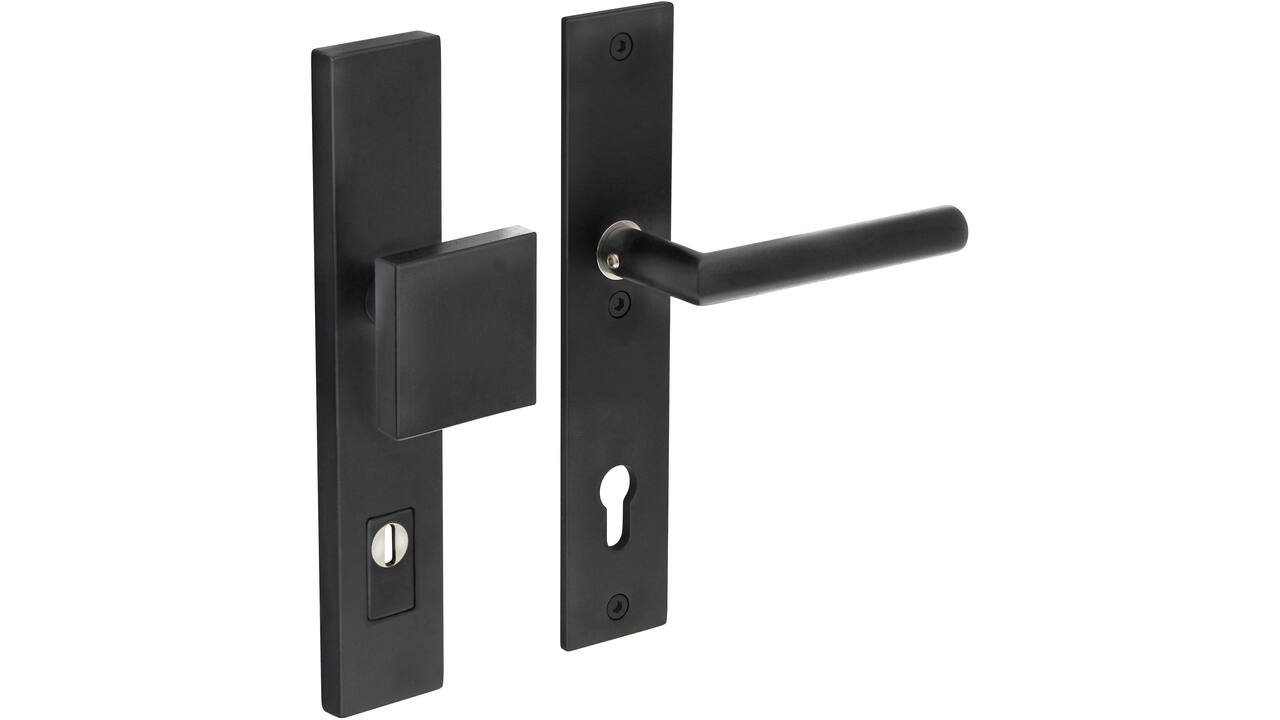 SKG3 veiligheidsbeslag rechthoekig 250x50mm greep/kruk Jura profielcilindergat 92mm met kerntrekbeveiliging structuur zwart