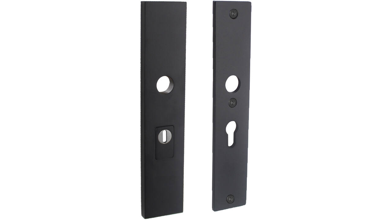SKG3 veiligheidsschilden rechthoekig 250x50mm profielcilindergat 55mm met kerntrekbeveiliging structuur zwart
