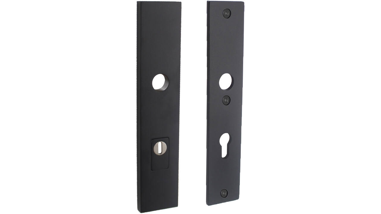 SKG3 veiligheidsschilden rechthoekig 250x50mm profielcilindergat 72mm met kerntrekbeveiliging structuur zwart