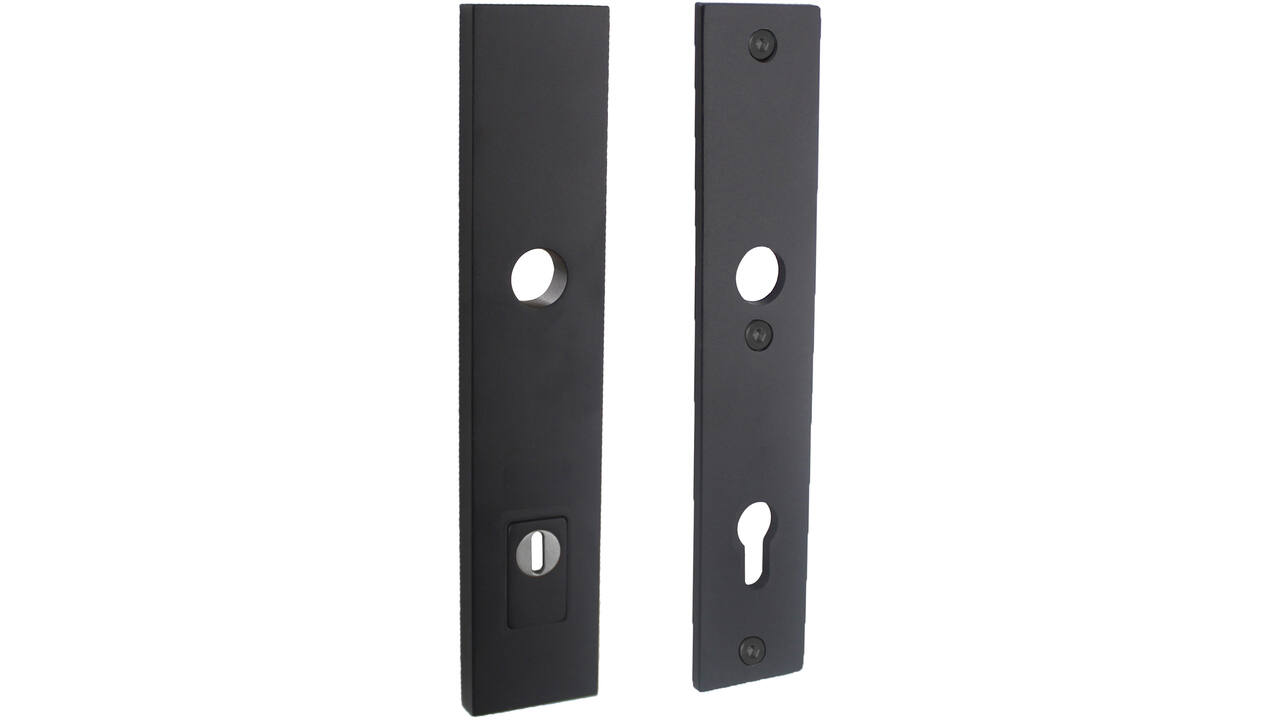 SKG3 veiligheidsschilden rechthoekig 250x50mm profielcilindergat 92mm met kerntrekbeveiliging structuur zwart