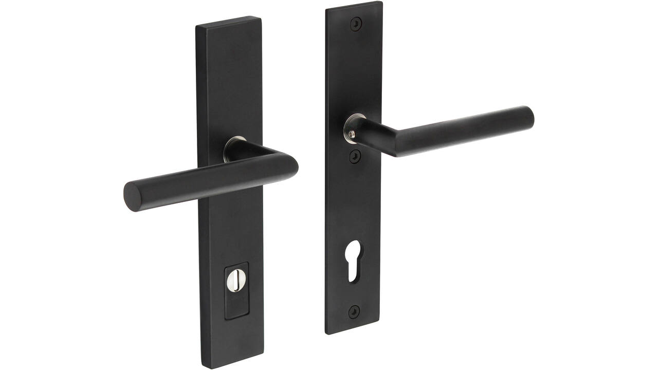 SKG3 veiligheidsbeslag rechthoekig 250x50mm kruk/kruk Jura met veerconstructie profielcilindergat 92mm met kerntrekbeveiliging structuur zwart
