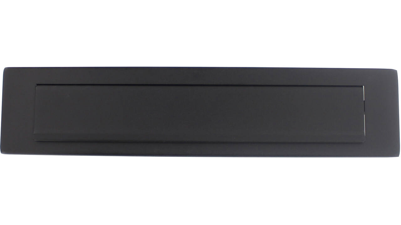 Briefplaat rechthoekig 340x75mm met klep/regenrand structuur zwart