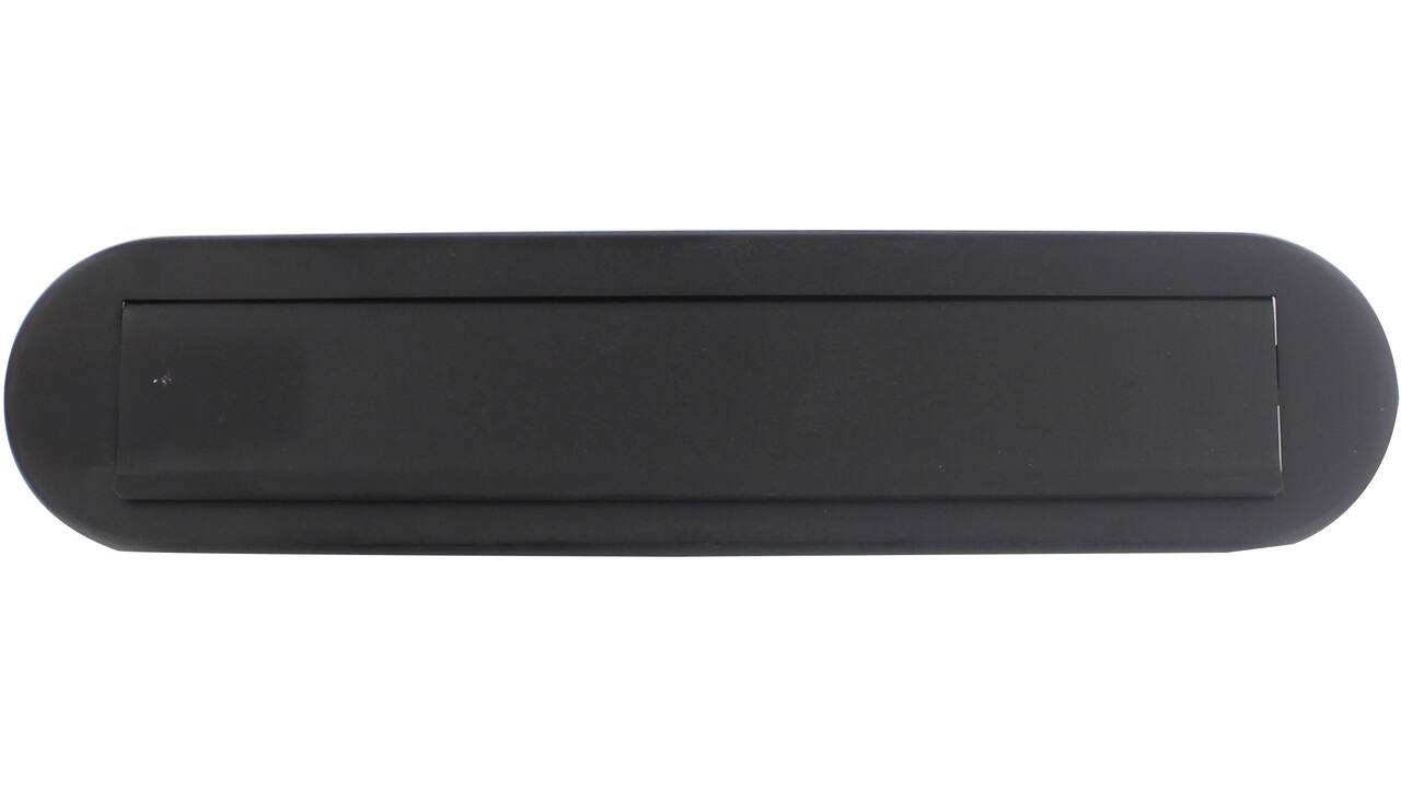 Briefplaat ovaal 340x80mm met klep/regenrand structuur zwart