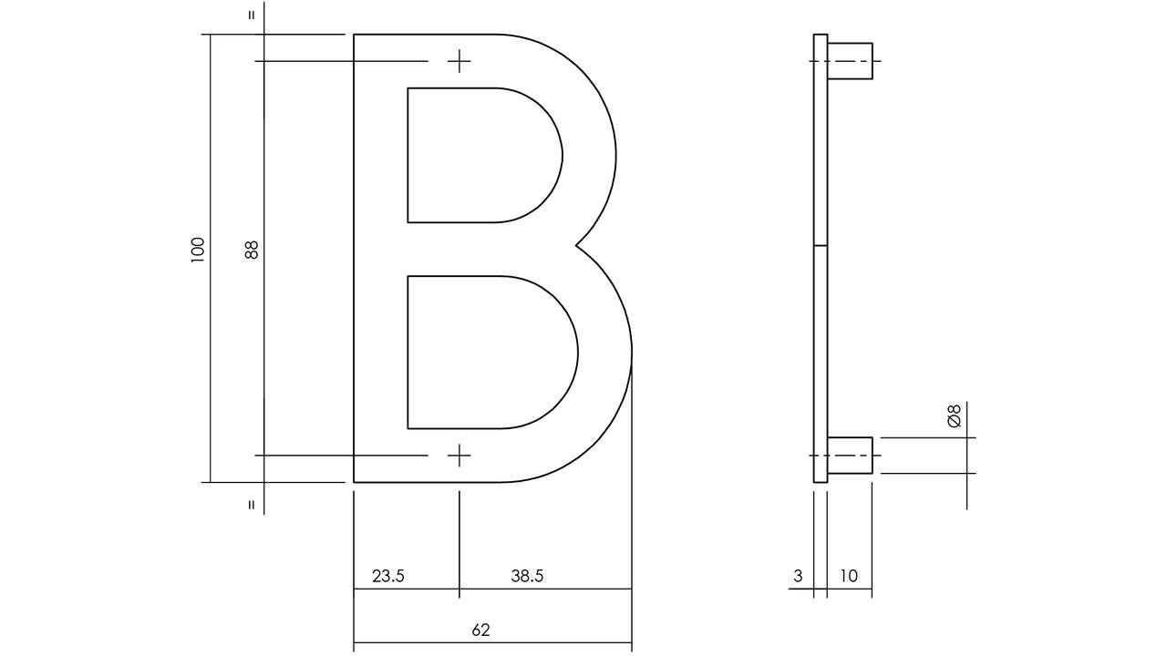 Huisletter B 100mm structuur zwart