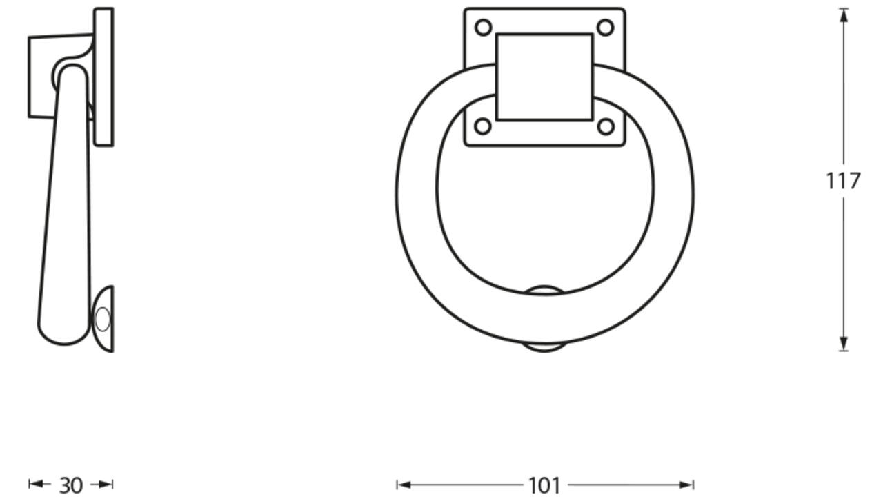 Deurklopper ringvorm 107mm zwart